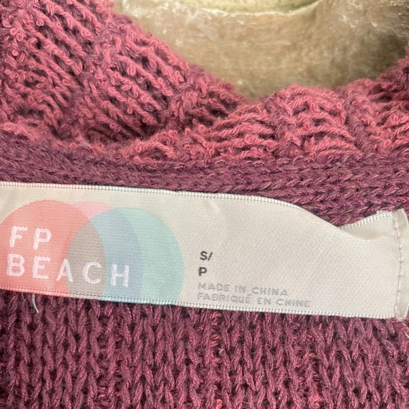 Free People FP BEACH Womens Sz S Button Front Cardigan Sweater Chunky Knit Brown - Picture 6 of 13